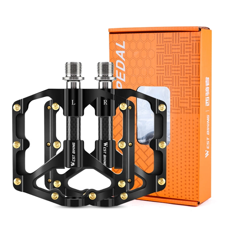 WEST BIKING 3 Bearings Ultralight Carbon Fiber Bushing Mountain Bike Pedal(Titanium) - Pedals by WEST BIKING | Online Shopping South Africa | PMc TechLife | Buy Now Pay Later Mobicred