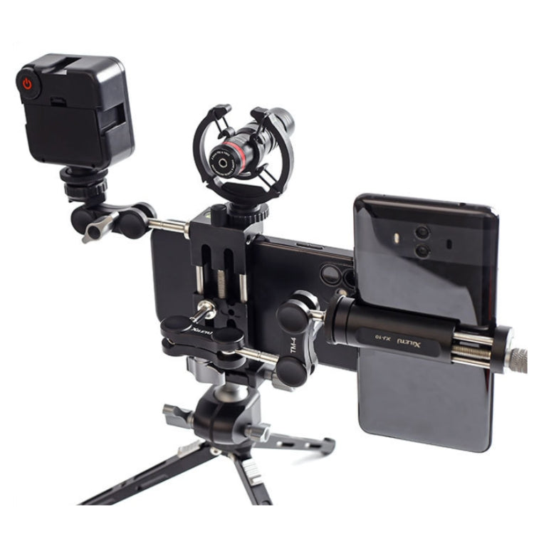 XILETU XJ-8 Aluminum Alloy Camera Head Tripod Mobile Phone Clip(Titanium) - Other Accessories by XILETU | Online Shopping South Africa | PMC TechLife | Buy Now Pay Later Mobicred