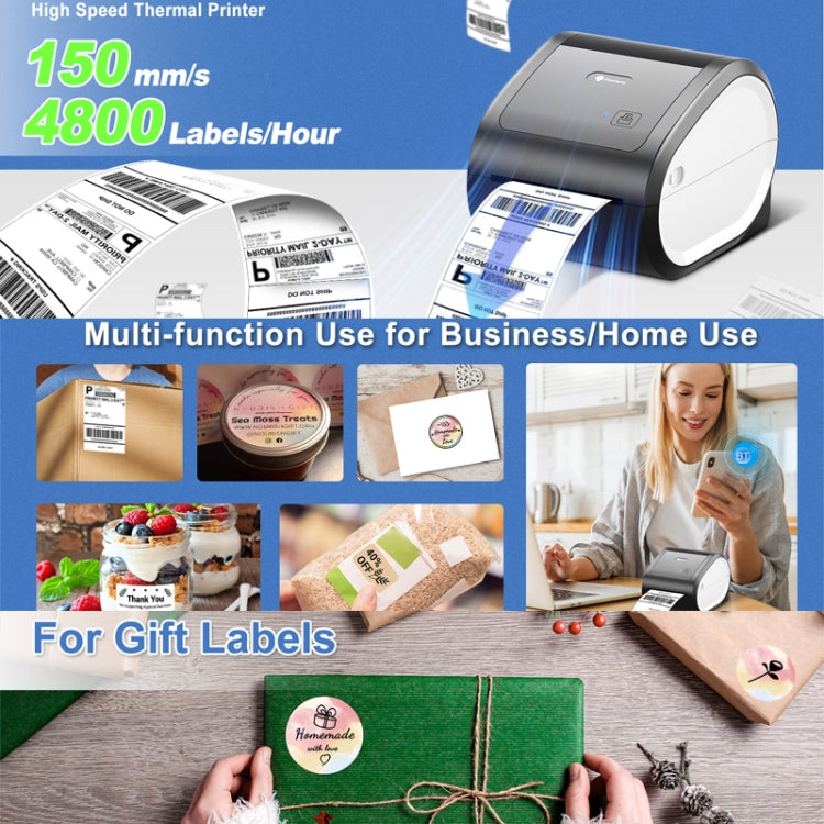 Phomemo D520-BT Bluetooth Thermal Shipping Label Printer Wireless Desktop Printer For Barcode Address Labels, Size: EU(Black White) - free shipping - PMC TechLife - Order now!