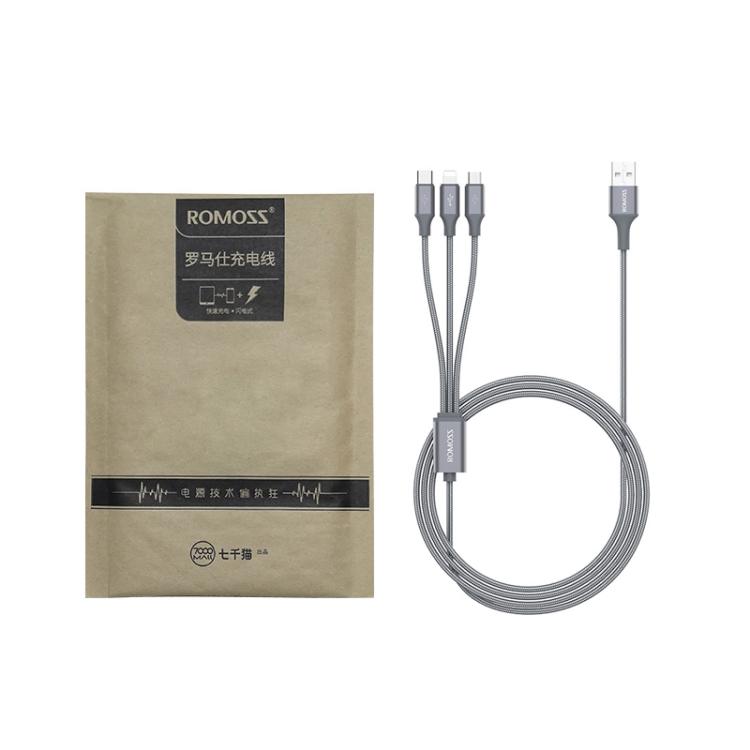 ROMOSS CB25 3 In 1 3.5A 8 Pin + Micro USB + Type C/USB-C Cable 1m(Rose Gold) - Multifunction Cable by ROMOSS | Online Shopping South Africa | PMC Jewellery | Buy Now Pay Later Mobicred