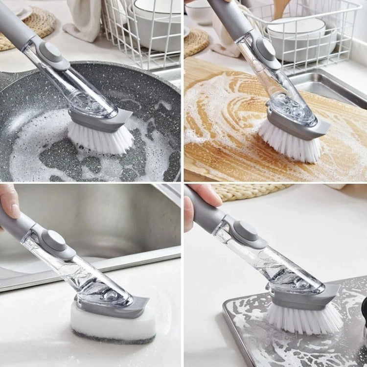 Kitchen Long Handle Automatic Liquid Filling Non-Stick Pan Scrubber Brush Cleaning Brush, Style: Brush+Sponge - Cleaning Tools by PMc TechLife | Online Shopping South Africa | PMc TechLife | Buy Now Pay Later Mobicred