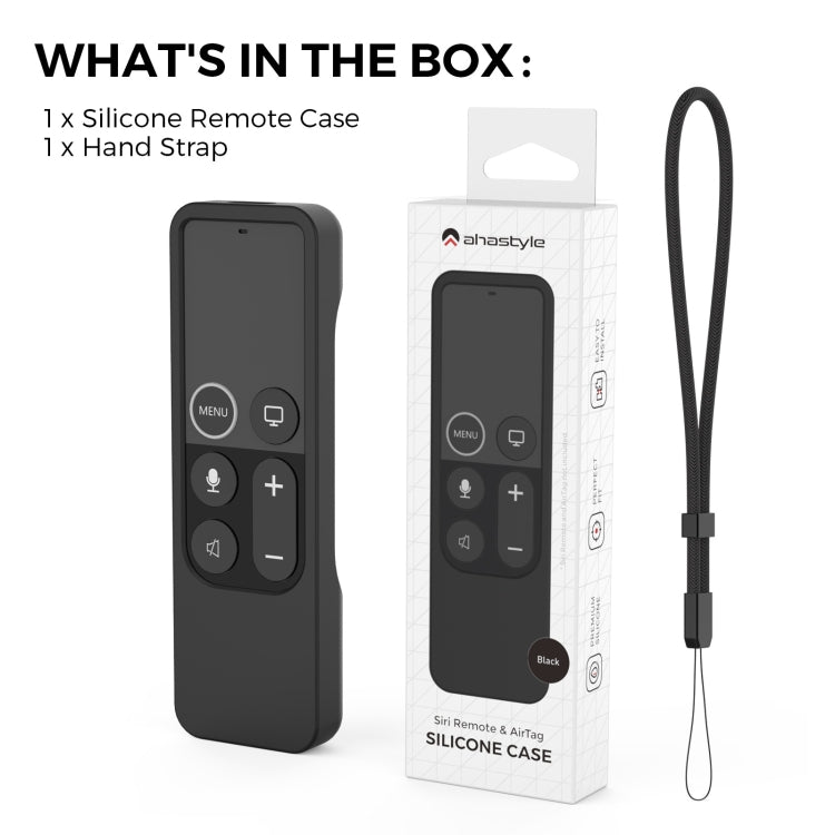 For Apple TV HD / 4K+AirTag AhaStyle PT157 Remote Control Tracker 2 In 1 Silicone Protective Cover(Black) - Remote Control Covers by AhaStyle | Online Shopping South Africa | PMC TechLife | Buy Now Pay Later Mobicred