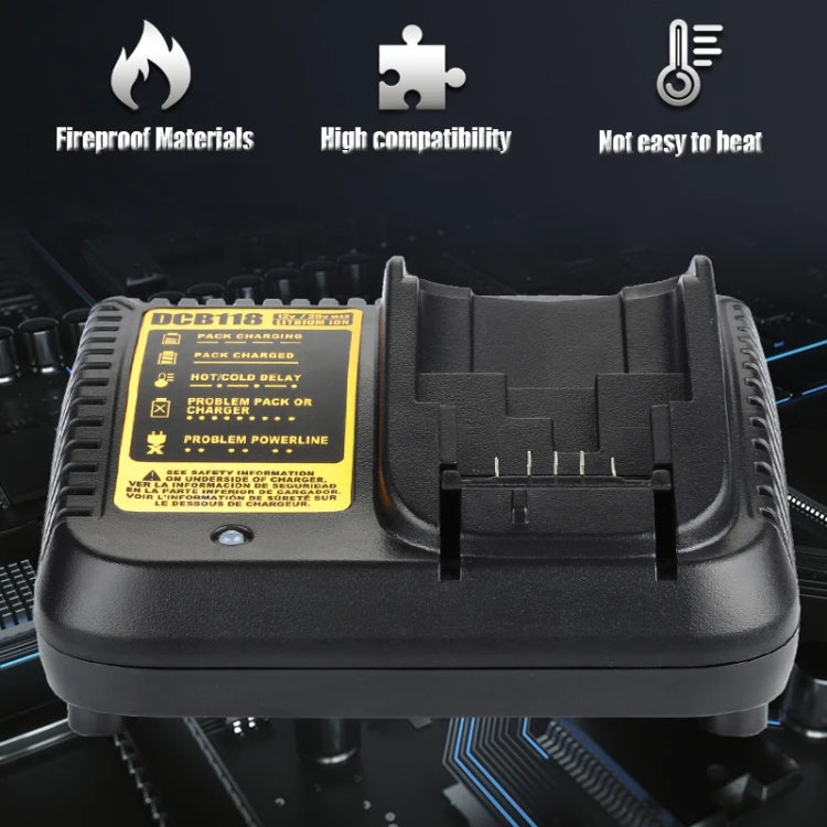 DCB118 For Dewalt 12V-20V Electric Tool Battery Charger, Plug: UK (Yellow) - Electric Saws & Accessories by PMC TechLife | Online Shopping South Africa | PMC TechLife