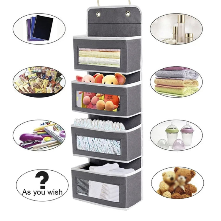 GD03 Wall-Mounted Fabric Storage Bag Wardrobe Room Door Behind Hanging Bag, Color: 4+1 Beige - free shipping - PMc TechLife - Order now!