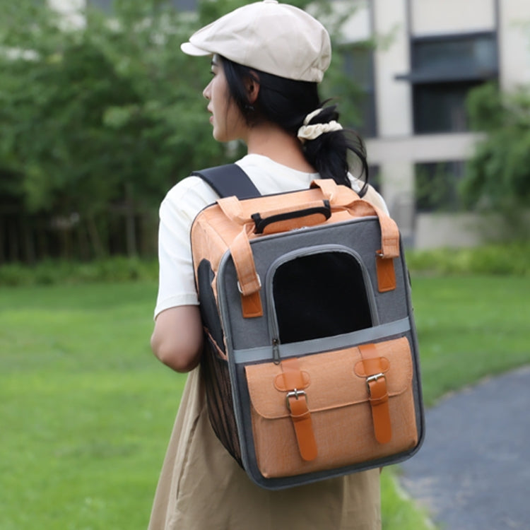 Outdoor Portable Shoulder Pet Backpack Handheld Foldable Breathable Cat Bag(Style 6 Orange) - Pet Bags by PMC TechLife | Online Shopping South Africa | PMC TechLife | Buy Now Pay Later Mobicred