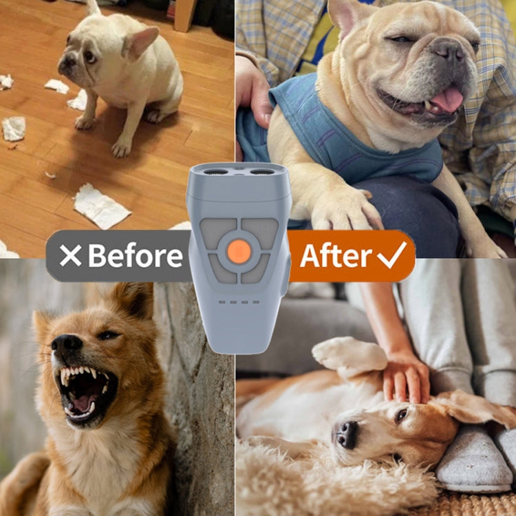 Dual Ultrasonic Repeller Pet Stop Barker With Mobile Power Supply Flashing Lighting Horn Function(Grey) - Training Aids by PMC TechLife | Online Shopping South Africa | PMC TechLife | Buy Now Pay Later Mobicred