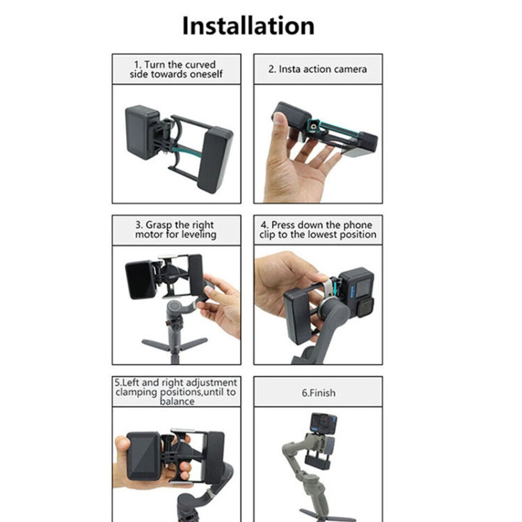 Universal Phone Gimbal to Sports Camera Adapter For DJI OSMO 6 / 5 / 4 / 3 to Gopro DJI Action 4(Black) - by PMC TechLife | Online Shopping South Africa | PMC TechLife