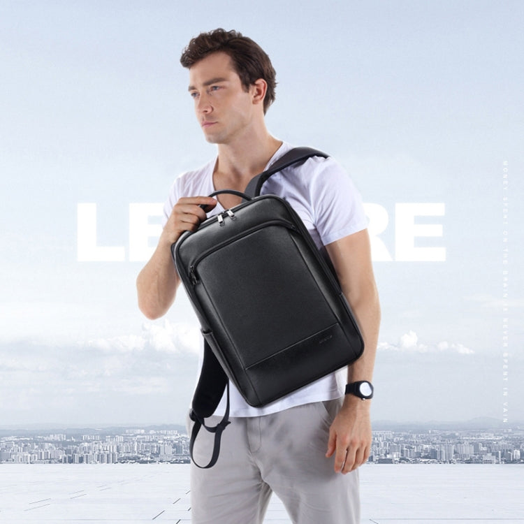 Bopai 61-123311 Large-Capacity First-Layer Cowhide Business Laptop Backpack(Black) - free shipping - PMC Jewellery - Order now!