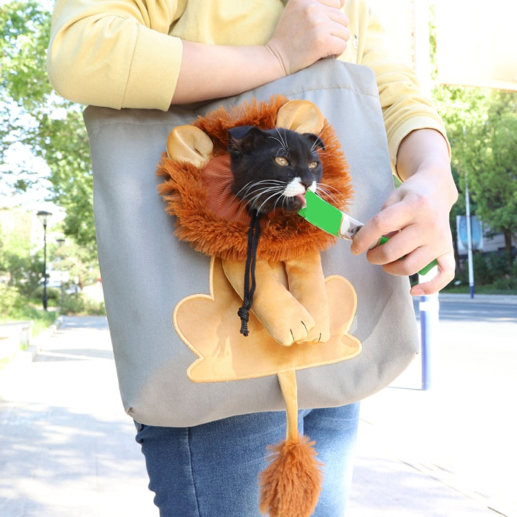 Canvas Expandable Little Lion Shape Cat Bag Small Dog Handbag, Size: Large (Lake Blue) - Pet Storages & Bags by PMC TechLife | Online Shopping South Africa | PMC TechLife | Buy Now Pay Later Mobicred