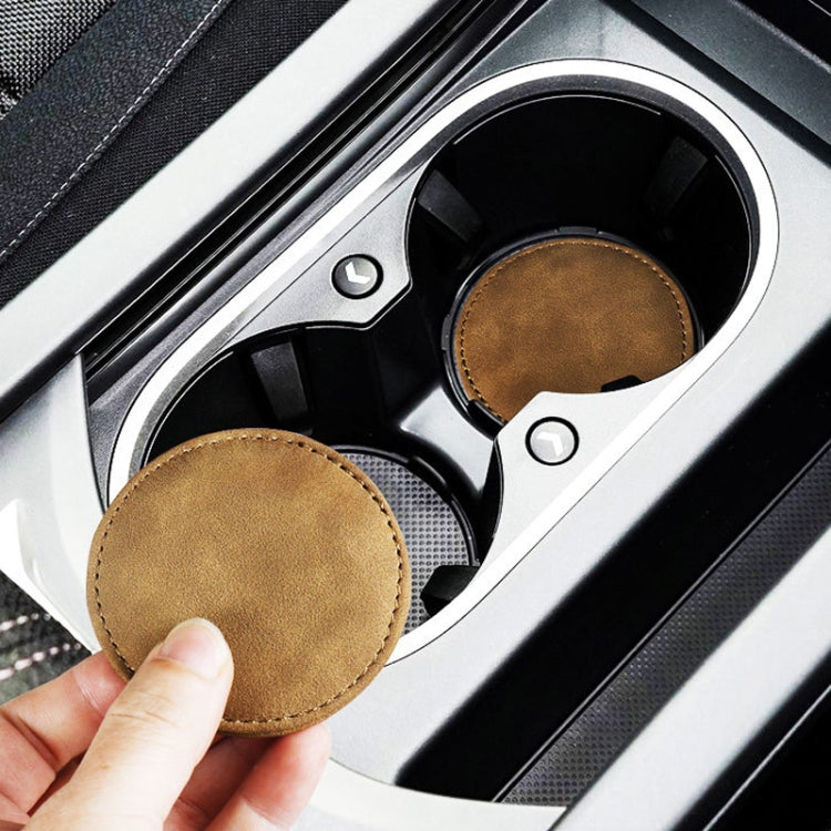 2pcs/ Set Car Suede Anti-Slip Water Coaster Car Interior Decoration(Brown) - Car Drink Holders by PMC TechLife | Online Shopping South Africa | PMC TechLife | Buy Now Pay Later Mobicred