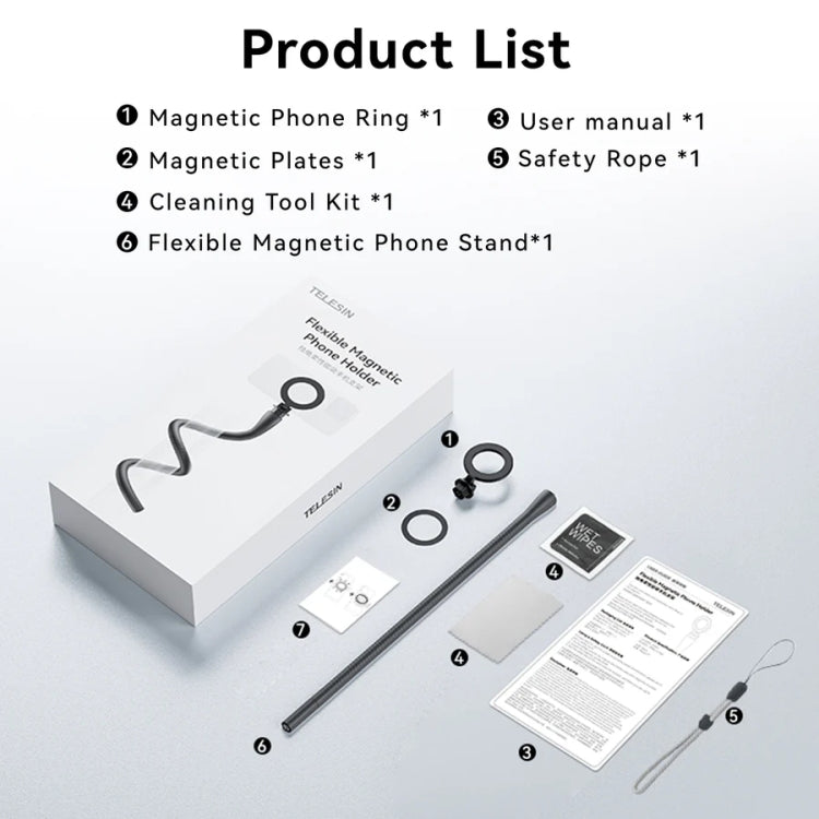 TELESIN P3-FM-01 Flexible Magnetic Fast Disassembly Magsafe Mobile Phone Bracket Sports Camera Entangled Fixed Holder(Grey) - Stand by TELESIN | Online Shopping South Africa | PMC TechLife | Buy Now Pay Later Mobicred