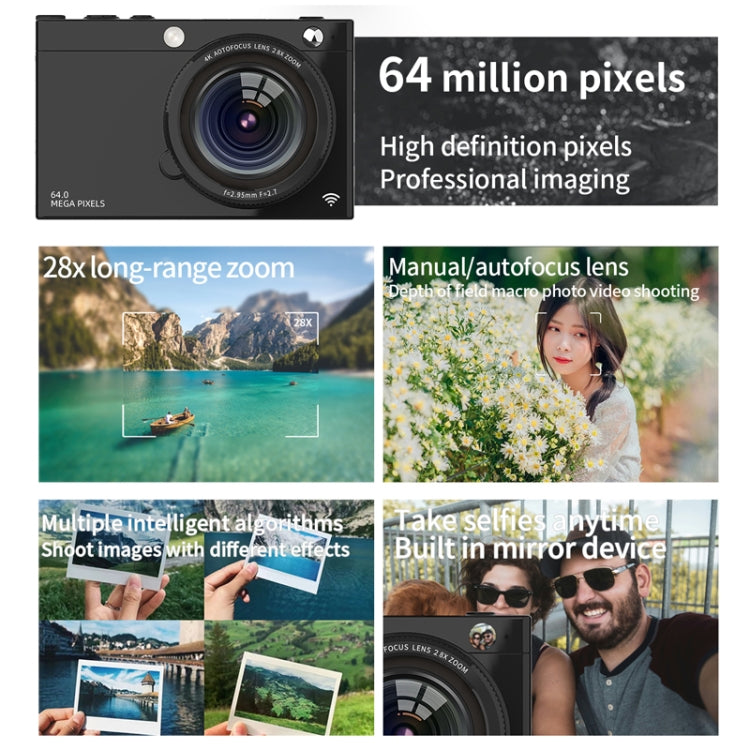 High-Definition CCD Digital Camera 64 Million WiFi Card Camera, Color: White + Headphone Cable - Video Cameras by PMC TechLife | Online Shopping South Africa | PMC TechLife | Buy Now Pay Later Mobicred