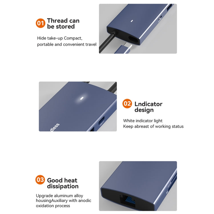 Blueendless 4K60Hz + Gigabit LAN + Data Type-C Docking Station, Spec: 6-in-1 Gray - free shipping - PMC Jewellery - Order now!
