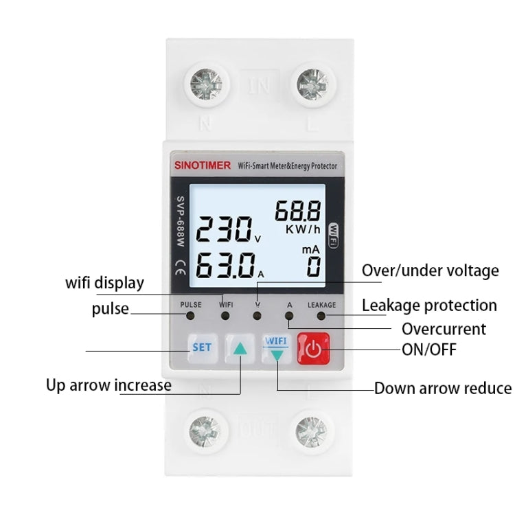 SINOTIMER SVP-688W-L TUYA APP WiFi Smart Circuit Breaker Over Under Voltage Protector - free shipping - PMC TechLife - Order now!