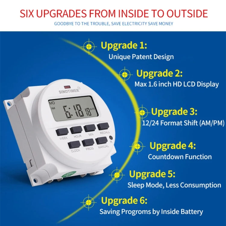 SINOTIMER TM618N-1 110V 7 Days Weekly Programmable Digital Electronic Timer Switch - Switch by SINOTIMER | Online Shopping South Africa | PMC TechLife | Buy Now Pay Later Mobicred