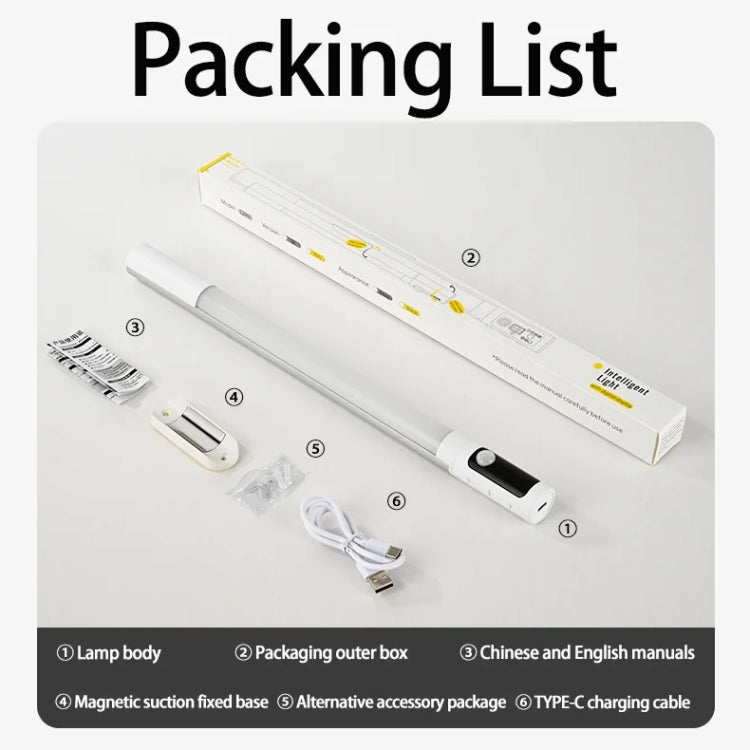 Rechargeable Under Cabinet LED Motion Sensor Night Light with Digital Display 2000mAH(Black) - Sensor LED Lights by PMC TechLife | Online Shopping South Africa | PMC TechLife | Buy Now Pay Later Mobicred