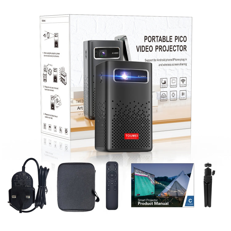 TOUMEI C900 Outdoor Portable Built-In Battery 4K HD Home Music Projector UK Plug(Black) - Mini Projector by TOUMEI | Online Shopping South Africa | PMc TechLife | Buy Now Pay Later Mobicred