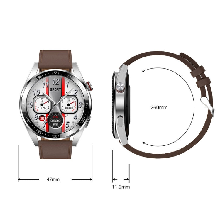 1.43 inch AMOLED Screen Smartwatch Heart Rate Blood Pressure Monitoring Bluetooth Talking Sports Watch, Color: Silver Leather Strap - Smart Watches by PMC TechLife | Online Shopping South Africa | PMC TechLife | Buy Now Pay Later Mobicred