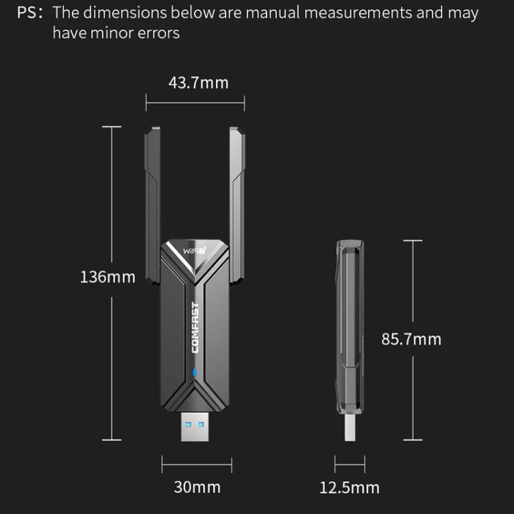 COMFAST CF-983BE WiFi7 Tri-Band 6500Mbps USB Wireless Network Adapter PC Network Card - free shipping - PMC TechLife - Order now!