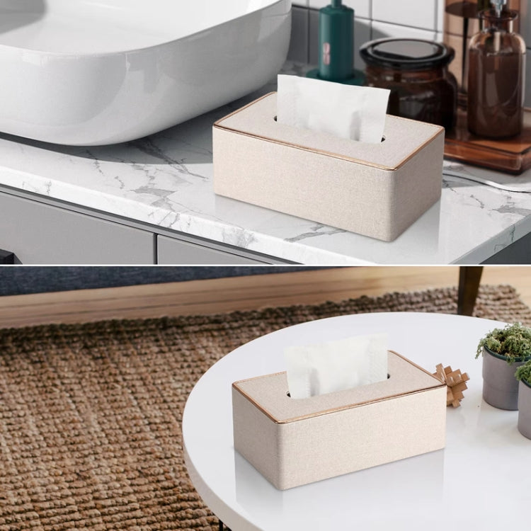 Home Decor Tissue Box Cover Desktop Gold Rim Faux Leather Napkin Holder Toilet Paper Storage Box, Size: Large(Beige) - Storage Boxes by PMc TechLife | Online Shopping South Africa | PMc TechLife | Buy Now Pay Later Mobicred