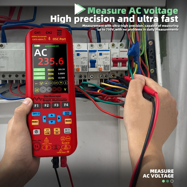 BSIDE O9 Digital Handheld Dual Channel 50MHz Oscilloscope Signal Source Multimeter, Spec: With Dual Oscilloscope Probe (Red) - Digital Multimeter by BSIDE | Online Shopping South Africa | PMC TechLife | Buy Now Pay Later Mobicred