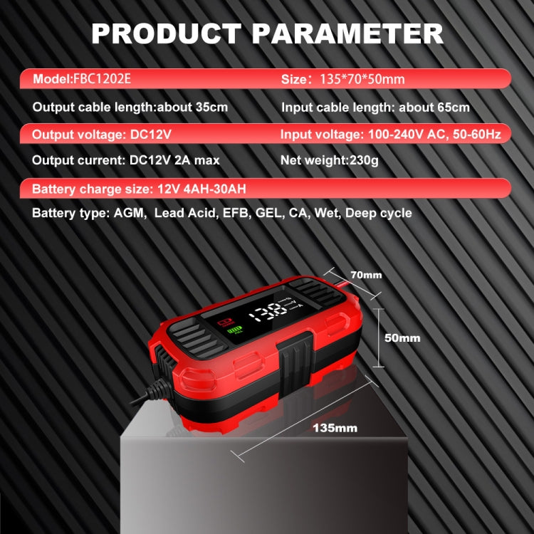 FOXSUR 2A 12V Motorcycle ATV Fully Automatic Trickle Battery Charger(US Plug) - Battery Charger by FOXSUR | Online Shopping South Africa | PMC TechLife | Buy Now Pay Later Mobicred