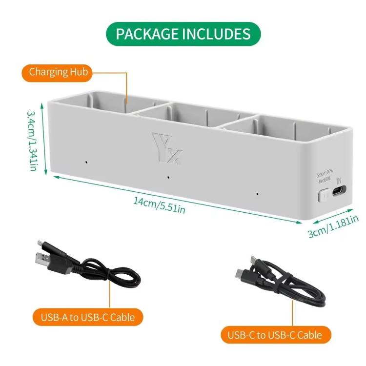 For DJI Avata 2 YX Charger 3-way Charging Butler Supports PD 65W(Silver Gray) - free shipping - PMC TechLife - Order now!
