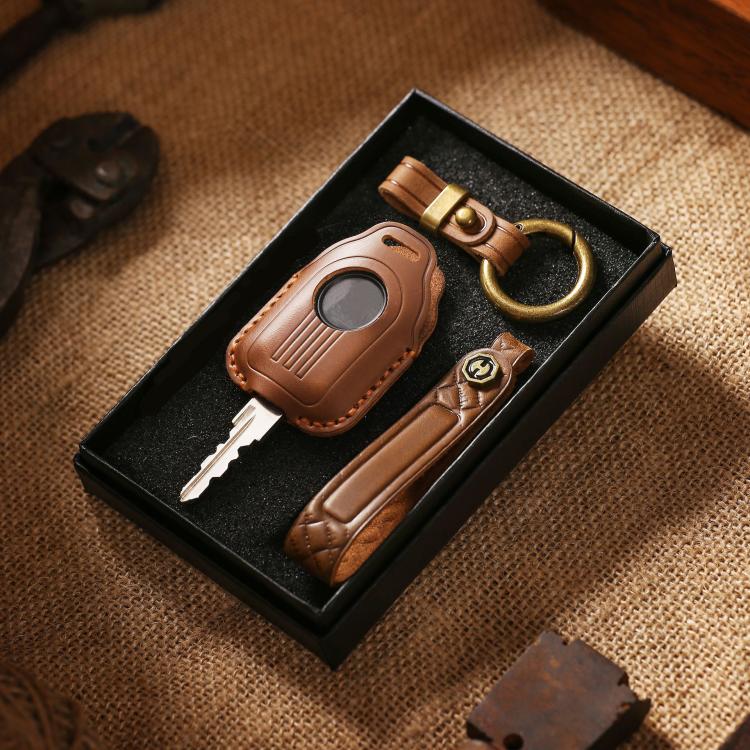 Hallmo For Peugeot Django 150 Motorcycle Natural Cowhide Key Protective Cover(Blue) - free shipping - PMc TechLife - Order now!