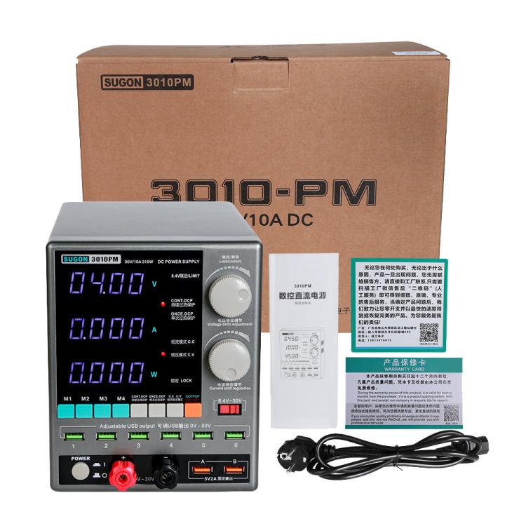 SUGON 3010PM 150W 30V 10A 4 Digital Display Cell Phone Repair Power Meter EU Plug - free shipping - PMC TechLife - Order now!