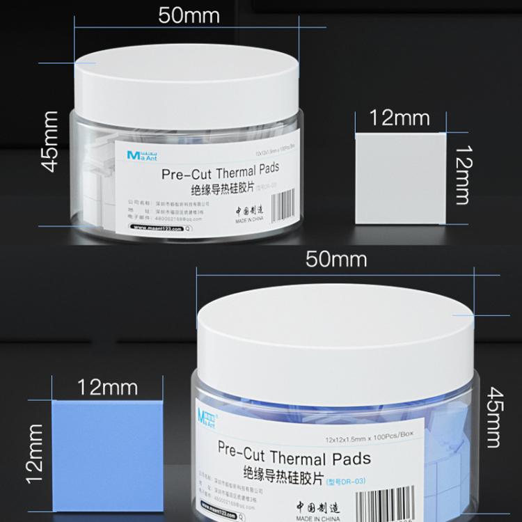 MaAnt DR-03 100pcs /Box Insulating Thermal Conductive Silicone Spacer CPU Thermal Spacer(Blue) - free shipping - PMC TechLife - Order now!