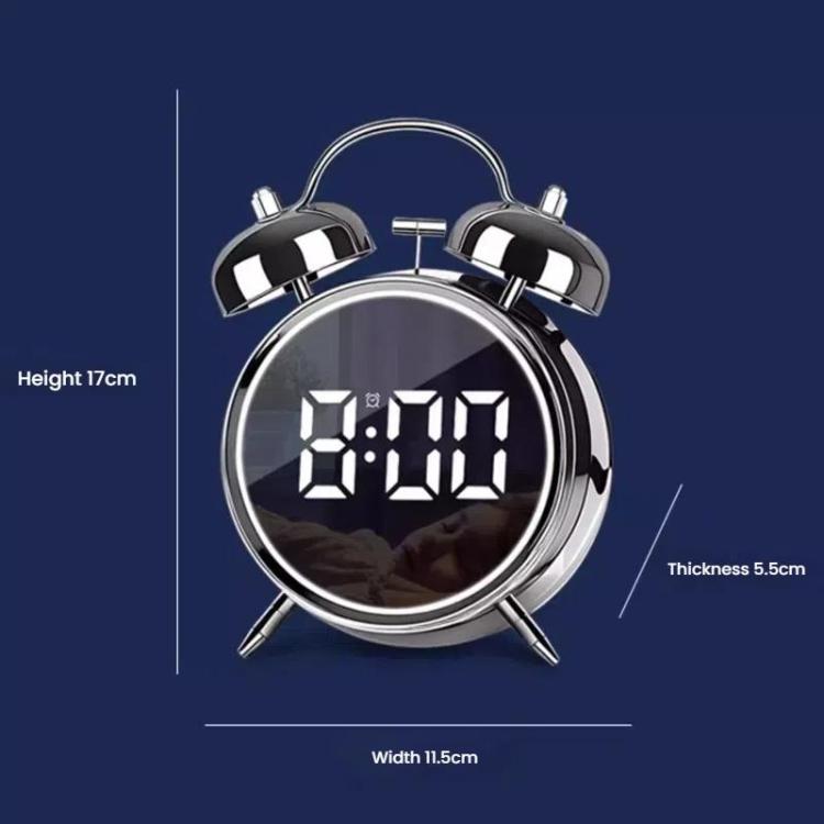 12/24H LED Screen Alarm Clock Loud Metal Clock With Night Light Plug-In Children Clock(Black) - free shipping - PMC TechLife - Order now!
