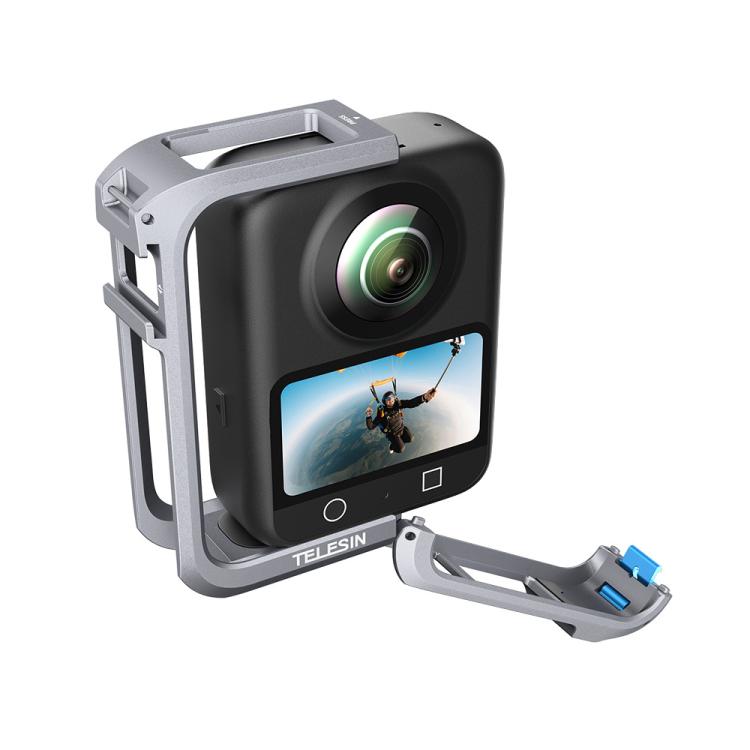 For DJI Osmo 360 TELESIN Aluminum Alloy Protective Cage Expansion Frame with Lens Cover(Metal Color) - free shipping - PMC TechLife - Order now!