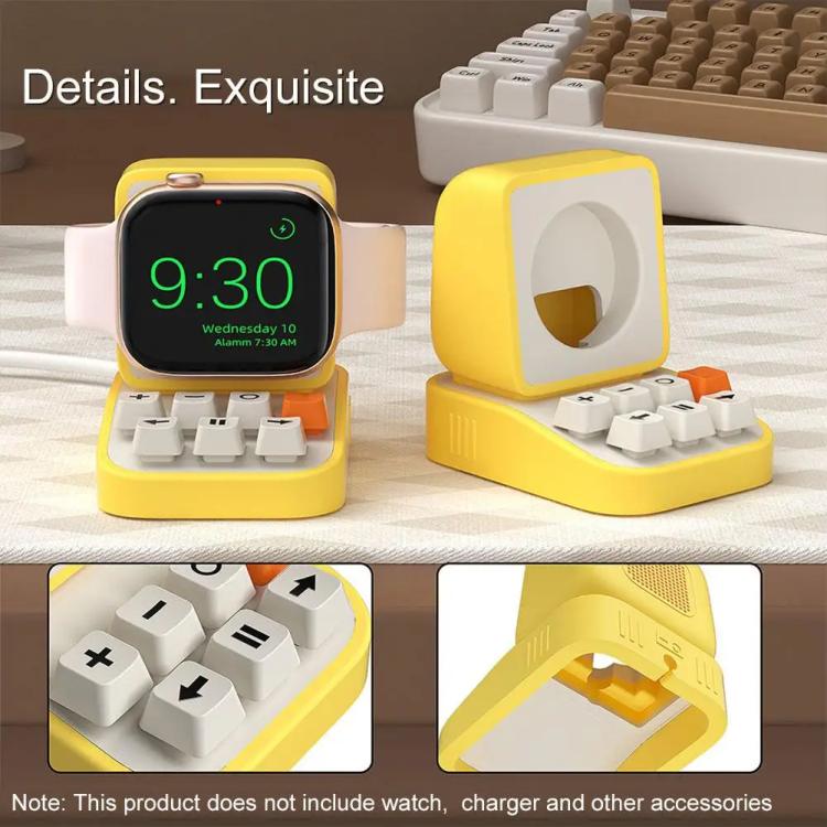 For Apple Watch Typewriter Style Stand Wireless Charging Silicone Base(Yellow) - free shipping - PMC TechLife - Order now!