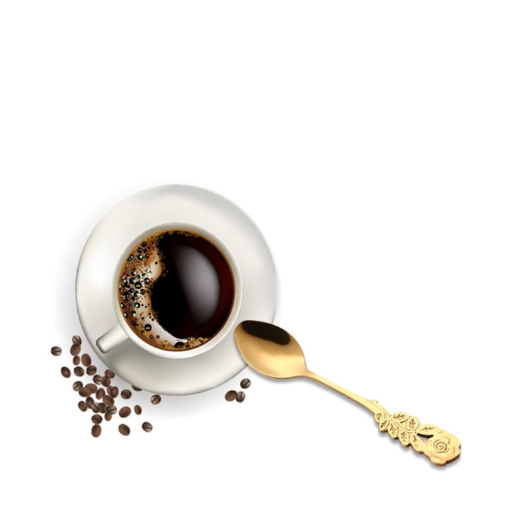 Small Mini Stainless Steel Rose Flower Coffee Spoon Strring Spoon Teaspoon Tea Spoon Dessert Spoon Long Handle Tableware(Rose Gold) - free shipping - PMC TechLife - Order now!