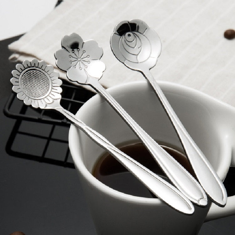 3 PCS Stainless Steel Household Creative Flower Spoon Coffee Stirring Spoon, Style:Sunflower Spoon - free shipping - PMC TechLife - Order now!