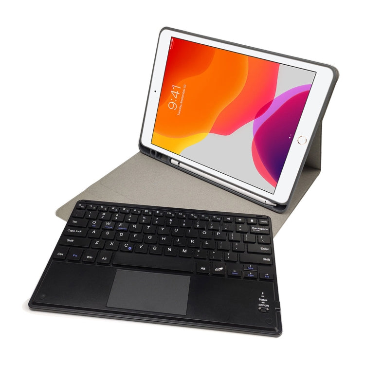 RK102C Detachable Magnetic Plastic Bluetooth Keyboard with Touchpad + Silk Pattern TPU Tablet Case for iPad 10.2, with Pen Slot & Bracket(Rose Gold) - Universal by PMC TechLife | Online Shopping South Africa | PMC TechLife