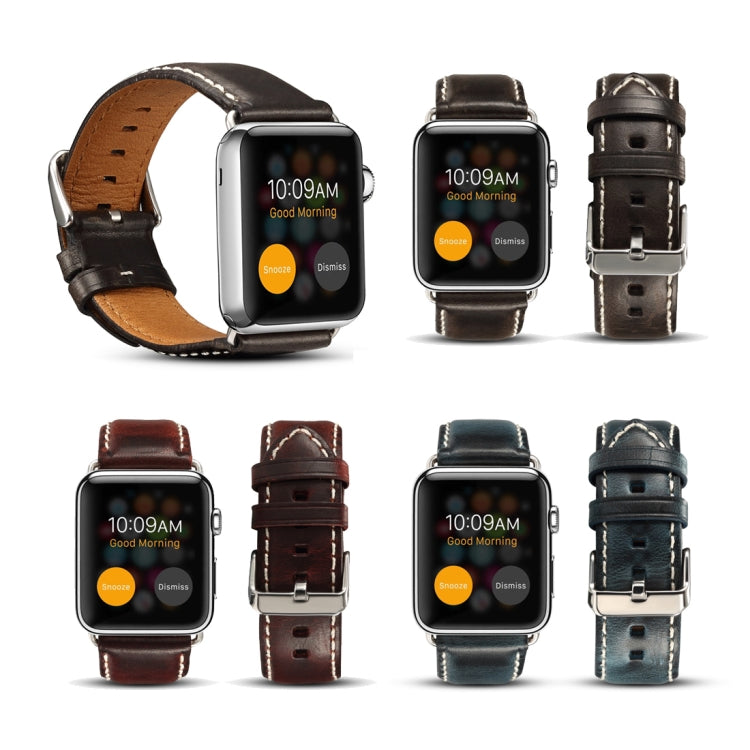 Denior Oil Wax Retro Watch Leather Watch Band for Apple Watch Series 7 41mm / 6 & SE & 5 & 4 40mm / 3 & 2 & 1 38mm (Brown) - free shipping - PMC TechLife - Order now!