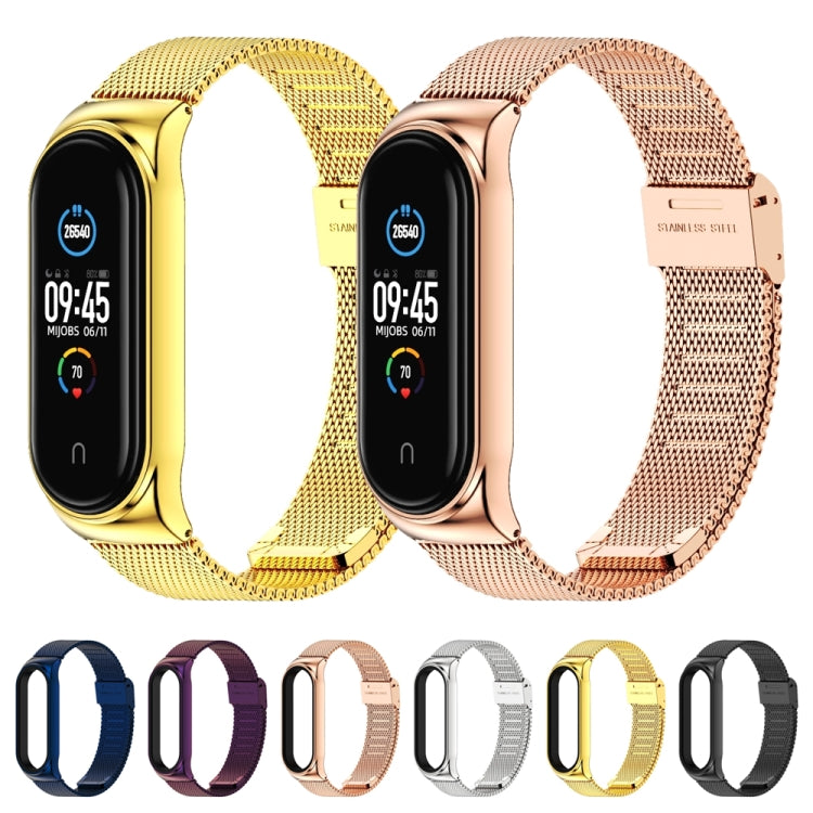 Mijobs Milan CS Screwless Buckle Metal Watch Band Case for Xiaomi Mi Band 3 & 4 & 5 & 6, Host not Included(Rose Gold) - Watch Bands by MIJOBS | Online Shopping South Africa | PMC TechLife | Buy Now Pay Later Mobicred
