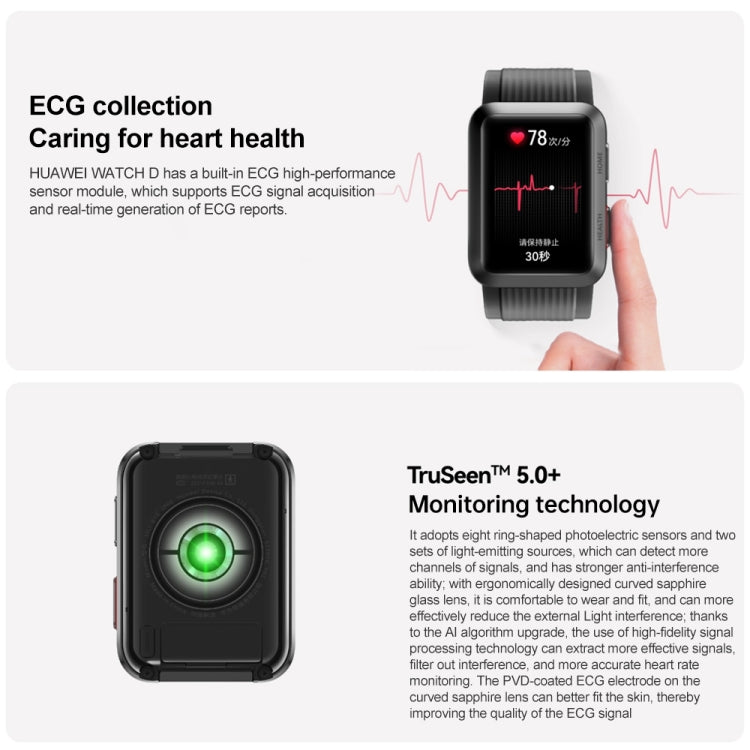 HUAWEI WATCH D Smart Healthy Watch, 1.64 inch AMOLED Screen, Support ECG / Blood Pressure Monitoring(Black) - free shipping - PMC TechLife - Order now!