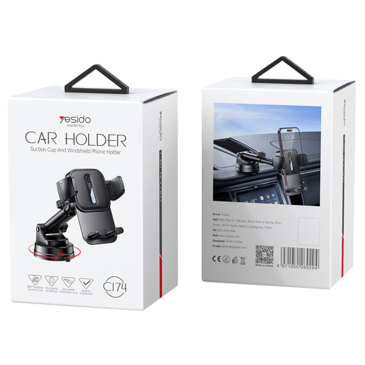 Yesido C174 Suction Cup Type Telescopic Car Phone Holder (Black) - Car Holders by Yesido | Online Shopping South Africa | PMC TechLife