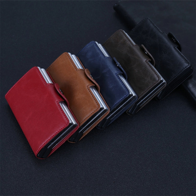 X-7 Antimagnetic RFID Multi-functional Aluminum Crazy Horse Texture Leather Card Bag Wallet(Dark Blue) - Antimagnetic RFID Package by PMC TechLife | Online Shopping South Africa | PMC TechLife | Buy Now Pay Later Mobicred