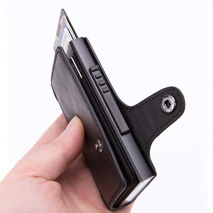 X-51 Automatically Pop-up Card Type Anti-magnetic RFID Anti-theft PU Leather Wallet with Card Slots(Black) - free shipping - PMC TechLife - Order now!
