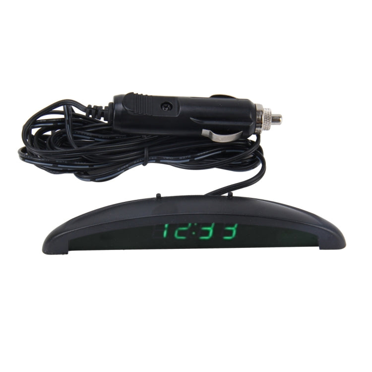 VST-7009V 4 In 1 Digital Car Thermometer Voltage Meter Luminous Clock  Tester Detector LCD Monitor Back light(Green Light)