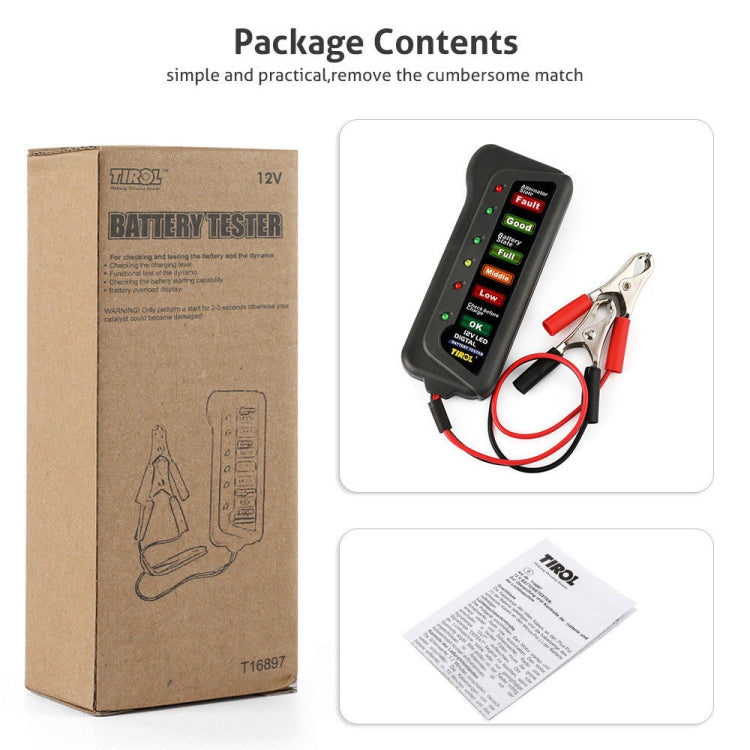 TIROL T16897 12V Auto Car Digital Battery Alternator Tester 6 LED Lights Display - Code Readers & Scan Tools by PMC TechLife | Online Shopping South Africa | PMC TechLife