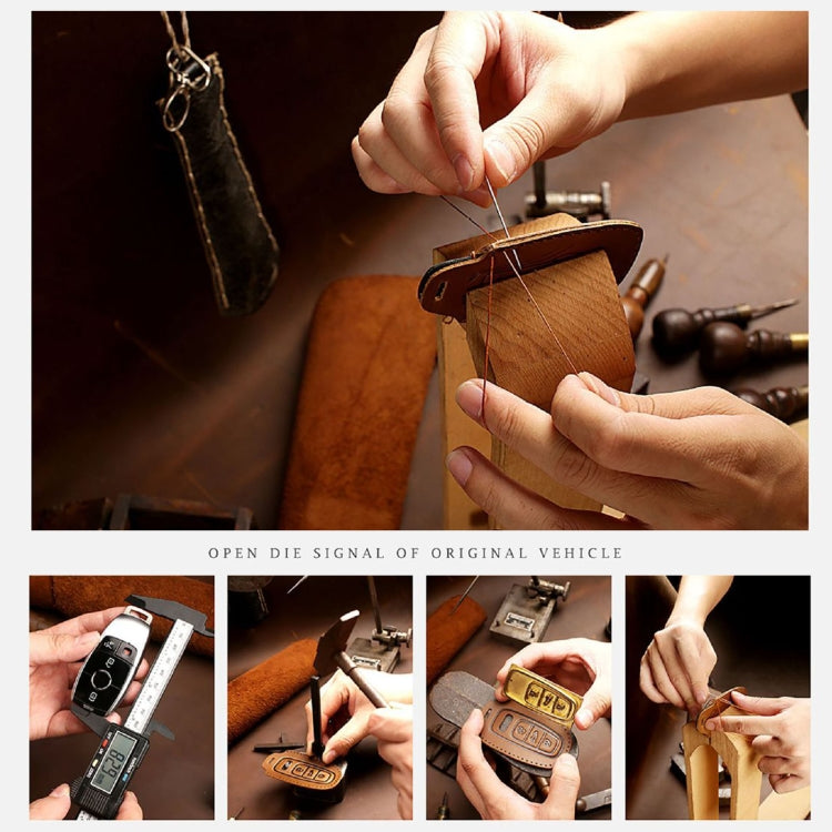 Hallmo Car Cowhide Leather Key Protective Cover Key Case for Volkswagen Lavida B Style(Brown) - Car Key Cases by Hallmo | Online Shopping South Africa | PMC TechLife | Buy Now Pay Later Mobicred