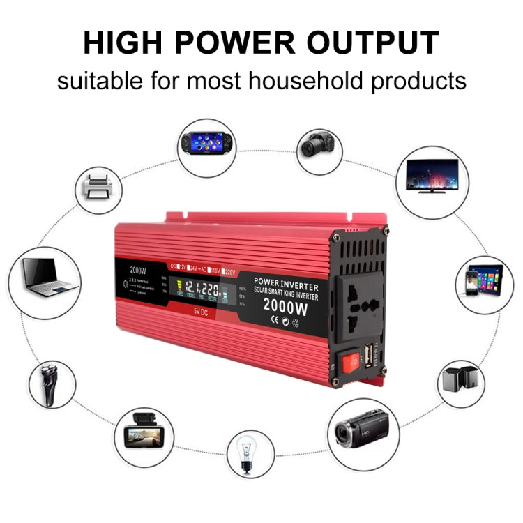 Carmaer Universal 12V to 220V 2000W Car LCD Display Inverter Household Power Converter - Modified Square Wave by PMC TechLife | Online Shopping South Africa | PMC TechLife