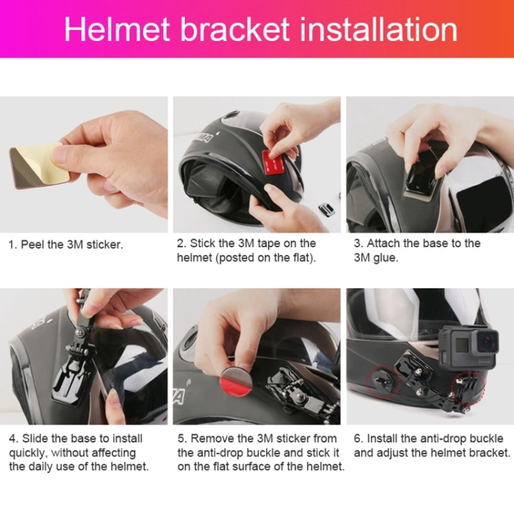 Cycling Helmet Adhesive Multi-Joint Arm Fixed Mount Set with J-Hook Buckle Mount & Adapter & Screw for DJI Osmo Action, GoPro HERO10 Black /9 Black / HERO8 Black /7 /6 /5 /5 Session /4 Session /4 /3+ /3 /2 /1, Xiaoyi and Other Action Cameras - by PMC TechLife | Online Shopping South Africa | PMC TechLife
