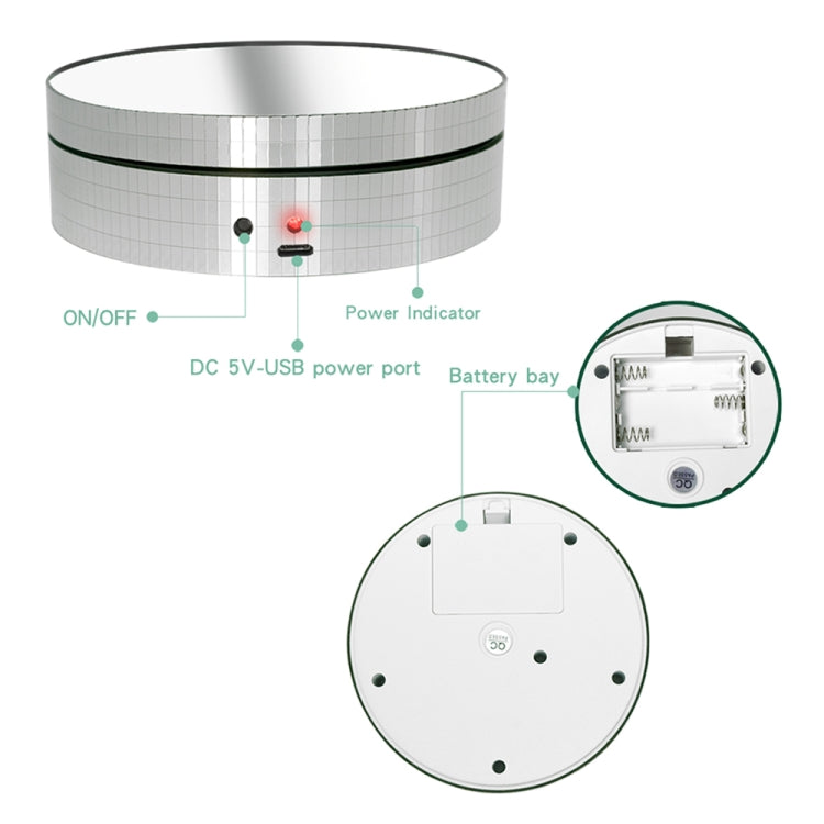 12cm 360 Degree Rotating Turntable Mirror Electric Display Stand Video Shooting Props Turntable, Load: 3kg (White) - by PMC TechLife | Online Shopping South Africa | PMC TechLife | Buy Now Pay Later Mobicred