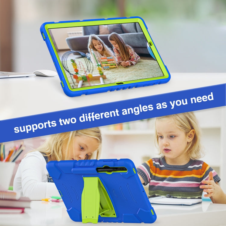 For Samsung Galaxy Tab S7+/ Tab S7 FE / Tab S8+ 3-Layer Protection Screen Frame + PC + Silicone Combination Case with Holder(Blue+Lime) - Other Galaxy Tab PC by PMC TechLife | Online Shopping South Africa | PMC TechLife