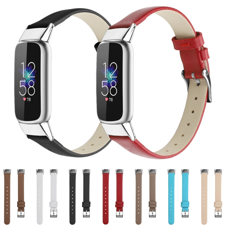 For Fitbit Luxe Leather Watch Band, Size:S(White) - Watch Bands by PMC TechLife | Online Shopping South Africa | PMC TechLife | Buy Now Pay Later Mobicred